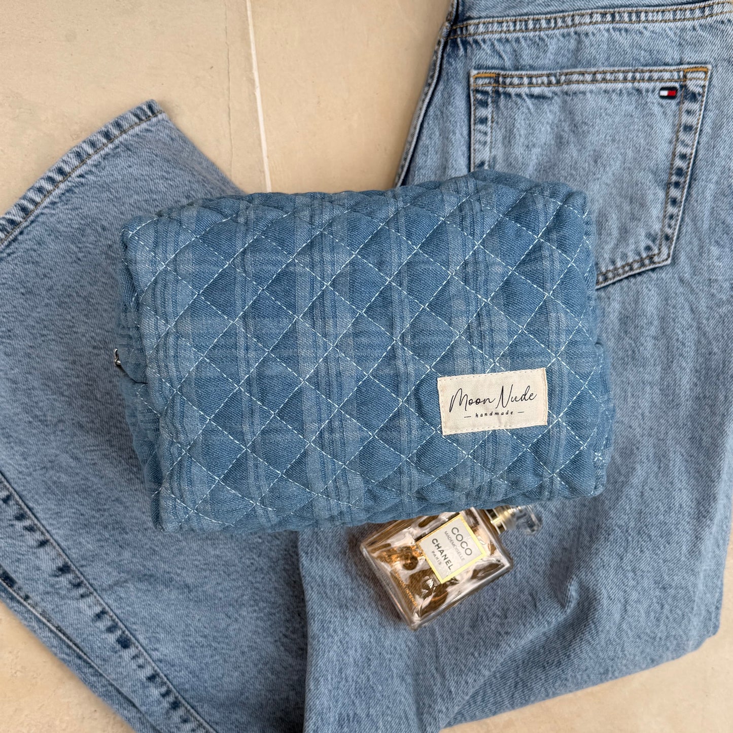 Denim Large Makeup Bag