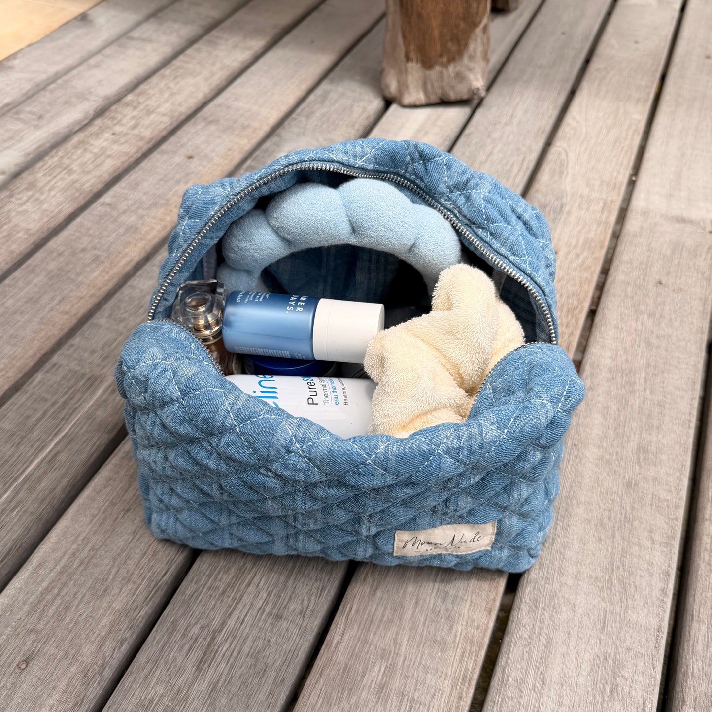Denim Large Makeup Bag